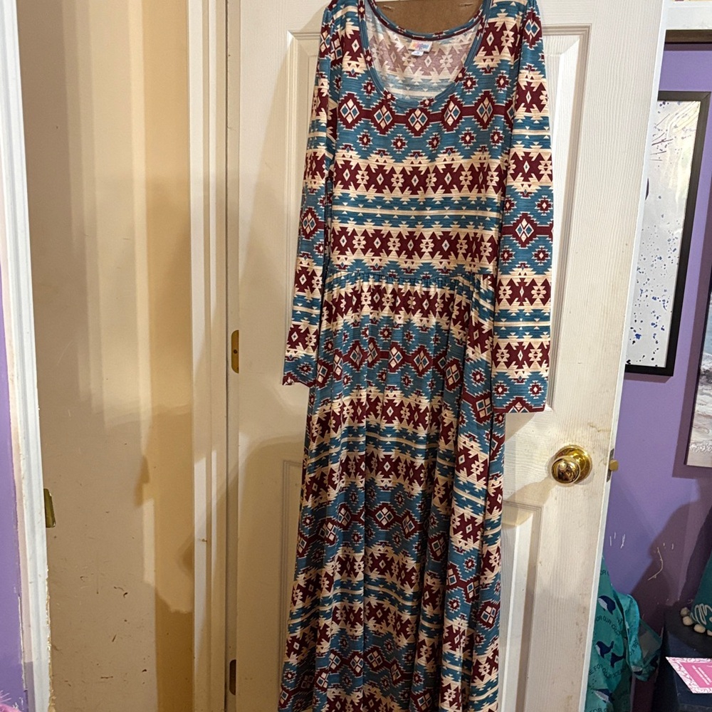 LuLaRoe Long Sleeve Dress with Geometric Pattern